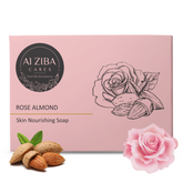ALZIBA CARES Rose Almond Soap (Pack of 4) with Rose Oil, Almond Oil and Glycerine | For Clean, Nourished, Moisturized Skin | High TFM (Grade 1), Vegan | For all Skin Types | 100G * 4 Soap Bar