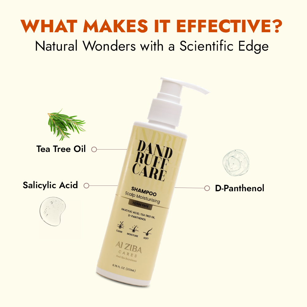 ALZIBA CARES Dandruff Care Scalp Moisturising Shampoo with Salicylic Acid,Tea Tree and D-Panthenol | for Dandruff Clean, Scalp Moisturise and Soft Hair | 200 ML | for Men and Women, All Season & all Hair Types ALZIBA CARES Dandruff Care Scalp Moisturising Shampoo with Salicylic Acid,Tea Tree and D-Panthenol | for Dandruff Clean, Scalp Moisturise and Soft Hair | 200 ML | for Men and Women, All Season & all Hair Types