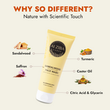 ALZIBA CARES Sandalwood Face wash with Saffron Turmeric Extracts & Citric Acid | Effective for skin Cleansing, Brightening and Nuourishing | 100 ML | for Men and Women, All Season & all Skin Types