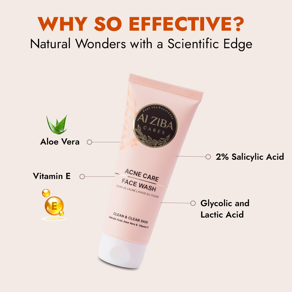 ALZIBA CARES Acne Care Clean and Clear Face wash with 2% Salicylic Acid, Aloe Vera and Vitamin E | Effective & Advance Acne / Pimple Care and Control | 100 ML | for Men and Women, All Season & all Skin Types ALZIBA CARES Acne Care Clean and Clear Face wash with 2% Salicylic Acid, Aloe Vera and Vitamin E | Effective & Advance Acne / Pimple Care and Control | 100 ML | for Men and Women, All Season & all Skin Types