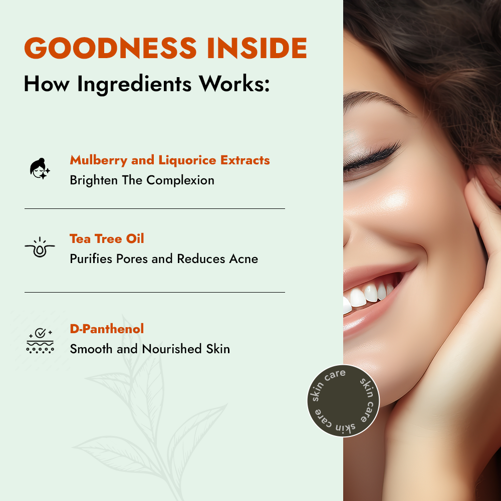 ALZIBA CARES Herbal Care Face wash with Mulberry, Liquorice, Tea Tree oil & D-Panthenol | for Soft, Supple & Balanced Skin | 100 ML | for Men and Women, All Season & all Skin Types ALZIBA CARES Herbal Care Face wash with Mulberry, Liquorice, Tea Tree oil & D-Panthenol | for Soft, Supple & Balanced Skin | 100 ML | for Men and Women, All Season & all Skin Types