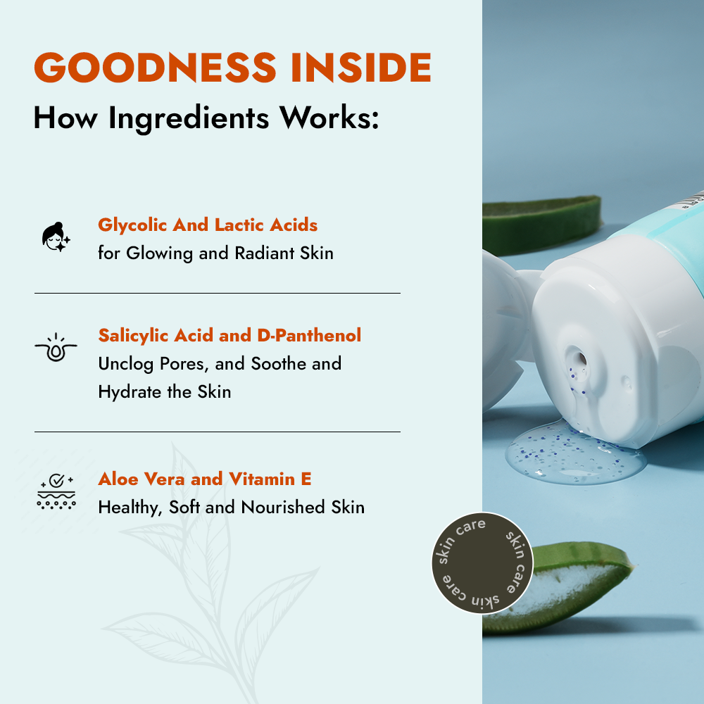 ALZIBA CARES Glow Revival Face wash with Glycolic, Salicylic, Lactic Acid, Aloe Vera & Vitamin E | for Glowing & Radiant Skin & reduce Hyperpigmentation | 100 ML | for Men and Women, All Season & all Skin Types ALZIBA CARES Glow Revival Face wash with Glycolic, Salicylic, Lactic Acid, Aloe Vera & Vitamin E | for Glowing & Radiant Skin & reduce Hyperpigmentation | 100 ML | for Men and Women, All Season & all Skin Types