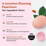 ALZIBA CARES Rose Almond Soap (Pack of 4) with Rose Oil, Almond Oil and Glycerine | For Clean, Nourished, Moisturized Skin | High TFM (Grade 1), Vegan | For all Skin Types | 100G * 4 Soap Bar