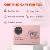 ALZIBA CARES Rose Almond Soap (Pack of 4) with Rose Oil, Almond Oil and Glycerine | For Clean, Nourished, Moisturized Skin | High TFM (Grade 1), Vegan | For all Skin Types | 100G * 4 Soap Bar