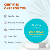 ALZIBA CARES Vegan Deep Moisturization Cold Cream with Shea Butter, Argan, Olive, Almond, Coconut & Rose Oil and Vitamin E | For Deep Moisturization, Soft and Supple Skin | 100GMs | for Men and Women, all Skin Types