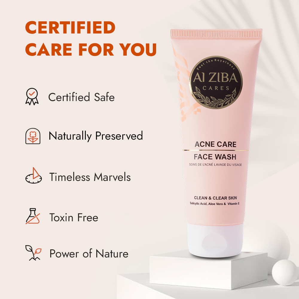 ALZIBA CARES Acne Care Clean and Clear Face wash with 2% Salicylic Acid, Aloe Vera and Vitamin E | Effective & Advance Acne / Pimple Care and Control | 100 ML | for Men and Women, All Season & all Skin Types ALZIBA CARES Acne Care Clean and Clear Face wash with 2% Salicylic Acid, Aloe Vera and Vitamin E | Effective & Advance Acne / Pimple Care and Control | 100 ML | for Men and Women, All Season & all Skin Types
