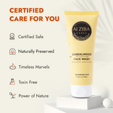 ALZIBA CARES Sandalwood Face wash with Saffron Turmeric Extracts & Citric Acid | Effective for skin Cleansing, Brightening and Nuourishing | 100 ML | for Men and Women, All Season & all Skin Types