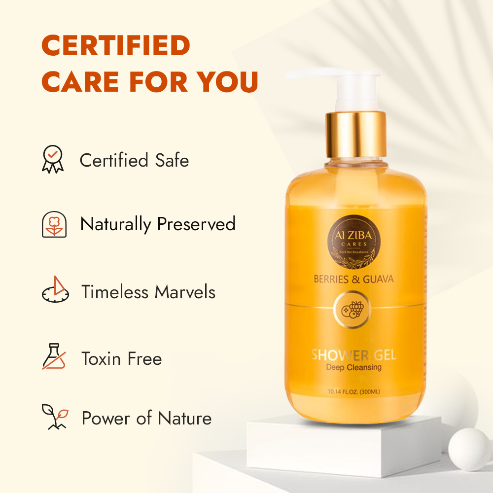 ALZIBA CARES Berries and Guava Shower Gel with Watermelon, Citric Acid, Glycerine and Castor Oil| For Cleansed, Refreshed, Radiant and Pampered Skin | 300 ML | for Men and Women, All Season & all Skin Types ALZIBA CARES Berries and Guava Shower Gel with Watermelon, Citric Acid, Glycerine and Castor Oil| For Cleansed, Refreshed, Radiant and Pampered Skin | 300 ML | for Men and Women, All Season & all Skin Types