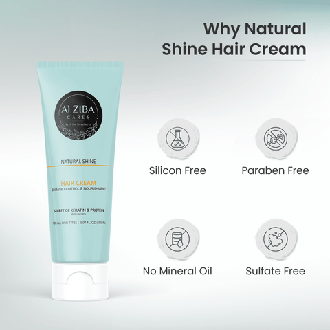 Natural Shine Hair Cream with Secret of Keratin, Protein & Multivitamins-150ML - ALZIBA CARES