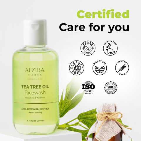 Tea Tree Oil Face Wash With D-Panthenol & Anti-acne, Oil Control & Deep Cleansing - 200 ML - ALZIBA CARES