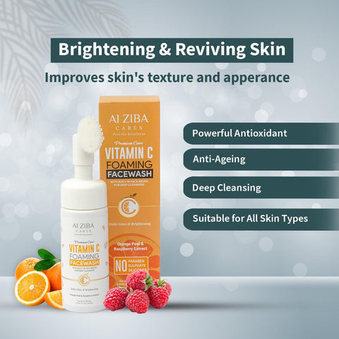 Vitamin C Foaming Face Wash For Deep Cleansing & Brightening Face - 150ML - ALZIBA CARES