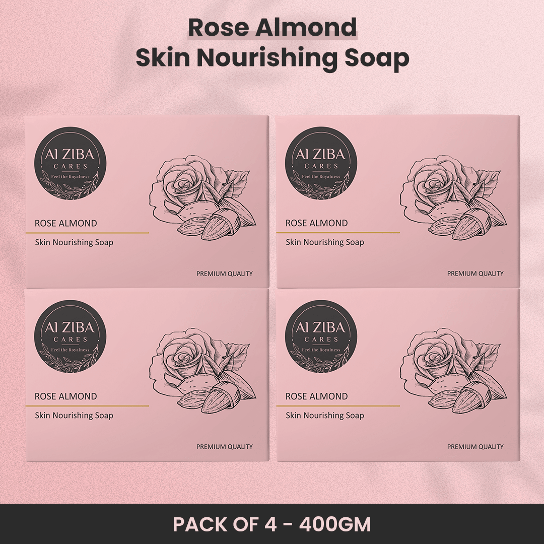 Rose Almond Skin Nourishing Soap - 100GM (Pack of 4) - ALZIBA CARES