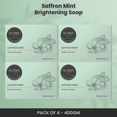 Saffron Mint Brightening Soap – 100GM (Pack of 4) - ALZIBA CARES