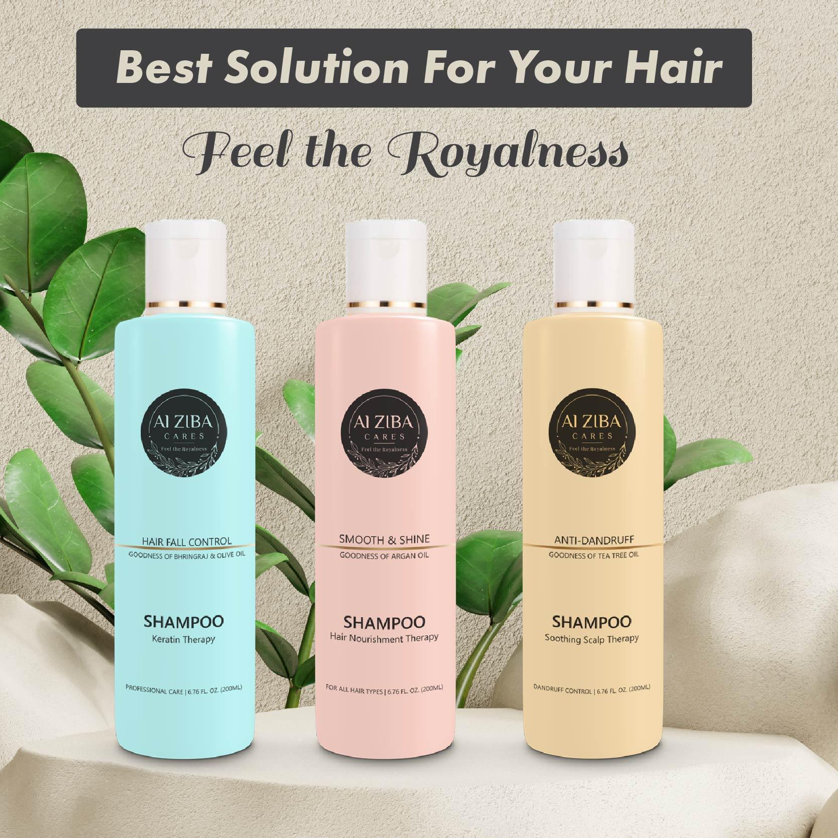 Smooth & Shine Shampoo With Argan Oil & D-PANTHENOL (Hair Nourishment Shampoo) – 200ML - ALZIBA CARES